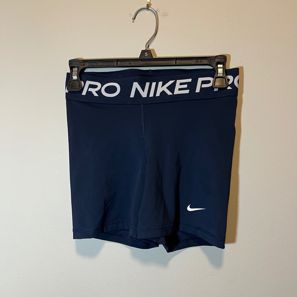 Nike Pro Dri-FIT Women Navy Blue Compression Spandex Shorts Small